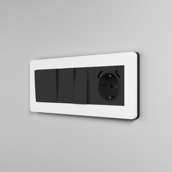 Рамка Werkel Split на 3 поста белый/черный W0033068 4690389208232