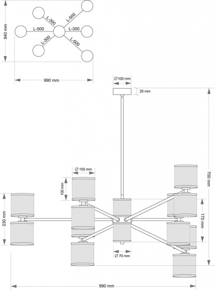 Подвесной светильник KUTEK FABRIANO FAB-ZW-6(Z/1)TT