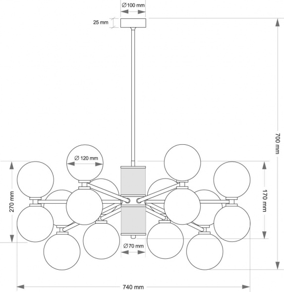 Подвесной светильник KUTEK ERBA ERB-ZW-8(BN/3)BB