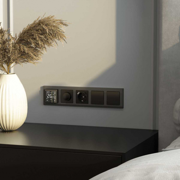 Выключатель Werkel одноклавишный проходной черный матовый W1112008 4690389156663