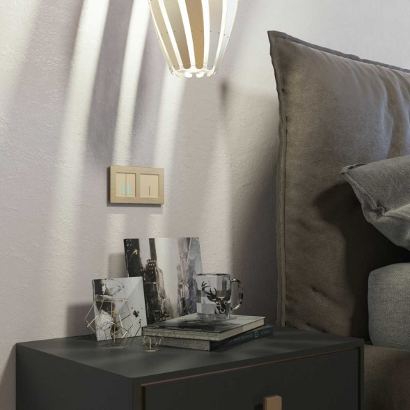 Сенсорный выключатель двухклавишный Werkel с подсветкой шампань W4520011 4690389179587