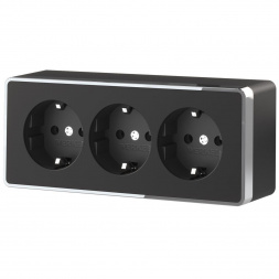 Розетка тройная с/з со шторками Werkel Gallant черный/хром W5073135 4690389163890