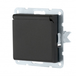 Розетка LK Studio с з/к, шторками и крышкой (черный бархат) LK60 863408-1