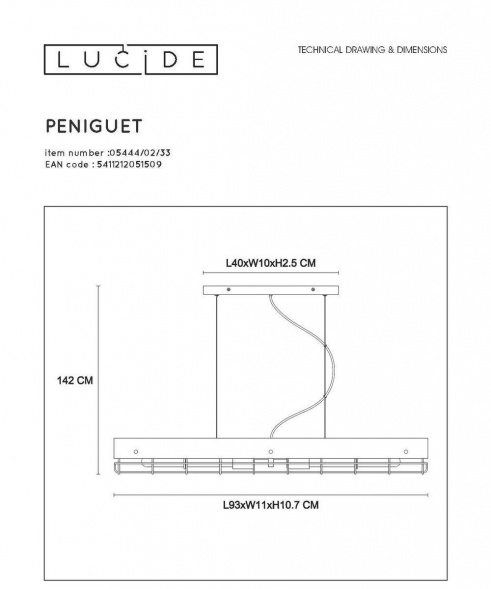 Подвесной светильник Lucide Peniguet 05444/02/33