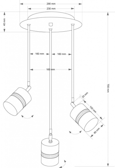 Подвесной светильник  KUTEK VESTO VES-ZW-3(P)P