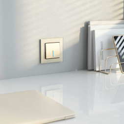 Выключатель Werkel одноклавишный с подсветкой шампань W1110111 4690389157080