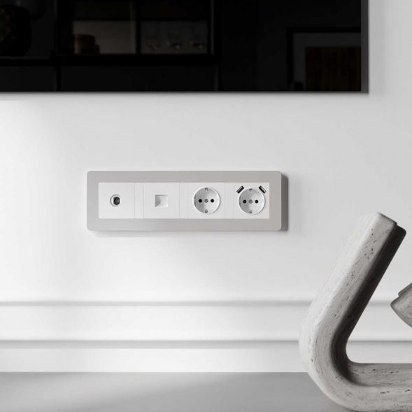 Рамка Werkel Split на 4 поста дымчатый/белый W0043067 4690389206108