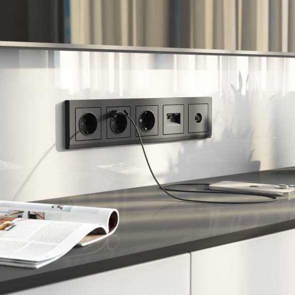 Накладка для двойной розетки Еthernet RJ-45 Werkel графит W1191164 4690389194467