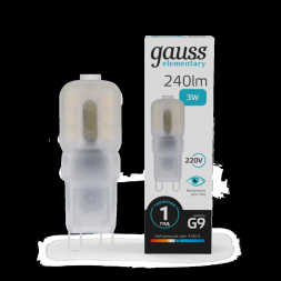 Лампа светодиодная Gauss G9 3W 4100К матовая 14923