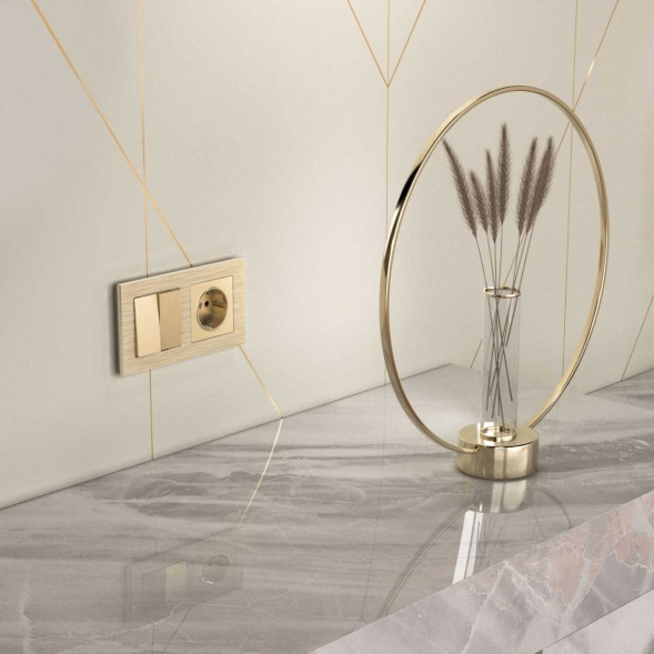 Выключатель двухклавишный проходной Werkel шампань W1122011 4690389157141