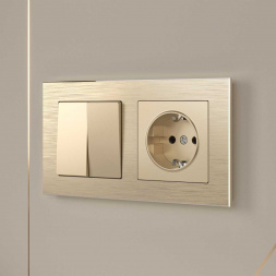 Выключатель двухклавишный проходной Werkel шампань W1122011 4690389157141