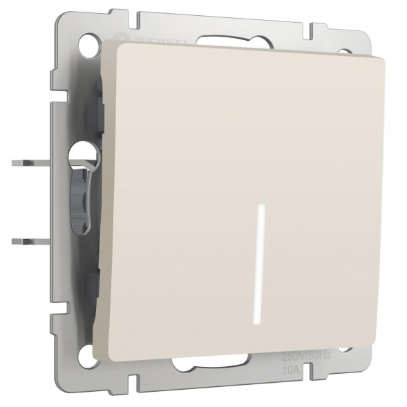 Выключатель Werkel одноклавишный проходной с подсветкой айвори матовый W1112162 4690389191824