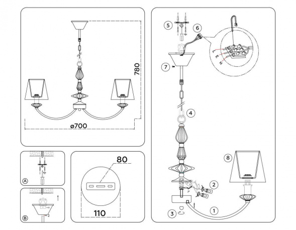 Подвесная люстра Ambrella Light High Light Ceramo Classic LH75024