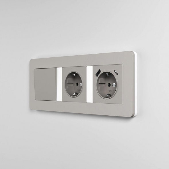 Рамка Werkel Split на 3 поста дымчатый/белый W0033067 4690389206085