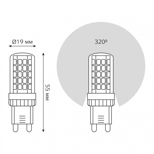 Лампа светодиодная Gauss G9 5,5W 3000К прозрачная 107009106