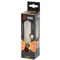 Лампа светодиодная филаментная ЭРА E14 5W 2700K матовая F-LED BTW-5W-827-E14 frost Б0027937