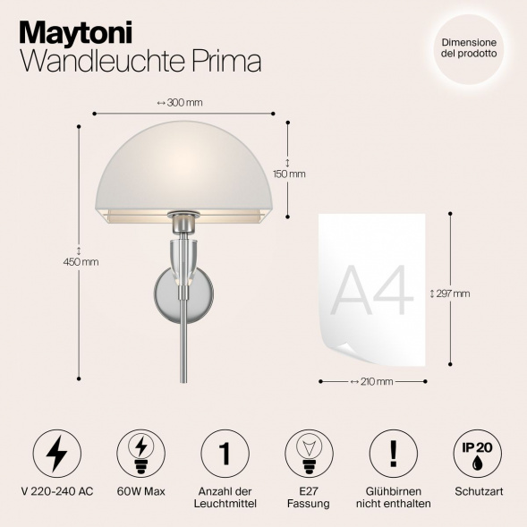 Настенный светильник Maytoni Prima Z034WL-01CH