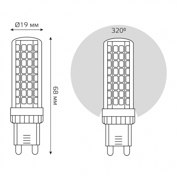 Лампа светодиодная Gauss G9 6,5W 3000К прозрачная 107309106