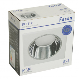 Светильник встраиваемый Feron DL3112 потолочный MR16 G5.3 белый + хром 51406