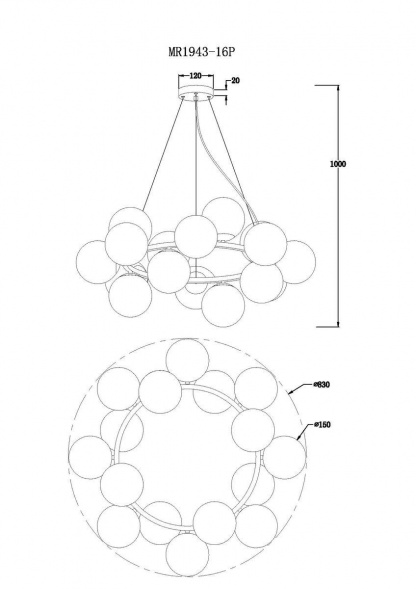 Подвесная люстра MyFar Pendant Aerton MR1943-16P