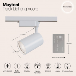 Трековый светильник Maytoni Technical TR003-1-30W4K-W