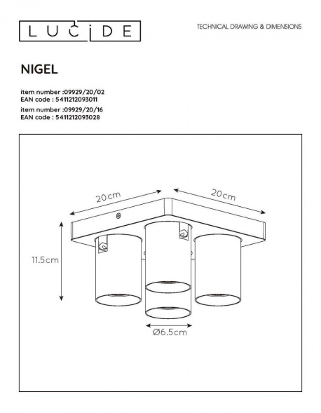 Спот Lucide Nigel 09929/20/16
