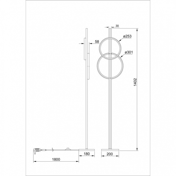 Торшер Arte Lamp Fluido A3913PN-24BK