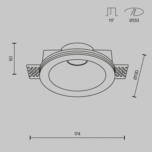 Встраиваемый светильник Maytoni Technical Gyps Modern DL002-1-01-W-1
