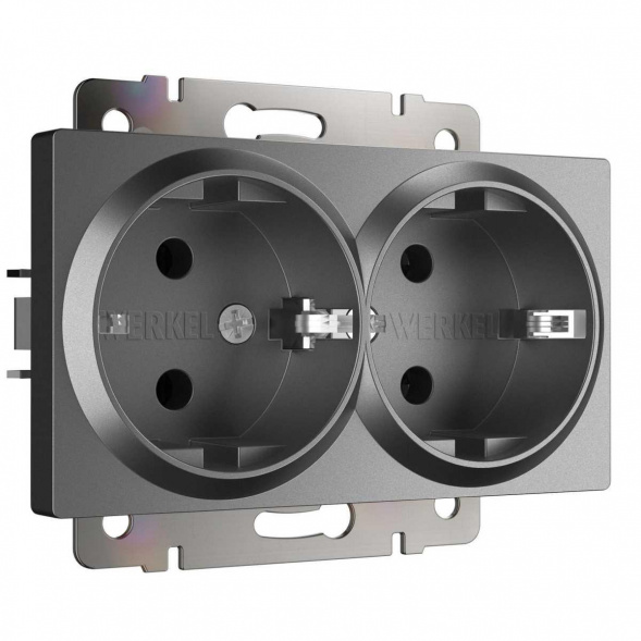 Розетка двойная с заземлением Werkel графит W1172064 4690389194443