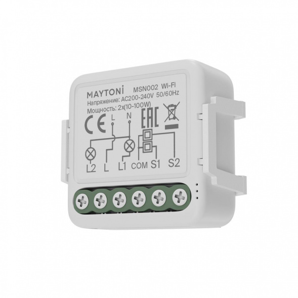 Wi-Fi выключатель двухканальный (без нуля) Maytoni Technical Smart home MSN002