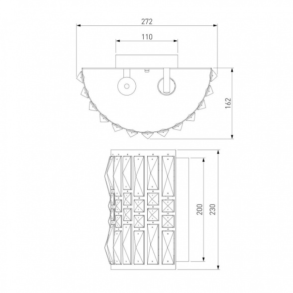 Настенный светильник Eurosvet Lory 10125/2 золото/прозрачный хрусталь Strotskis (10116/2)