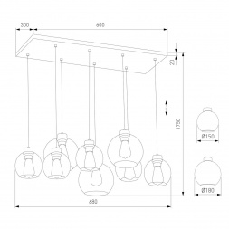 Подвесная люстра TK Lighting 2834 Cubus