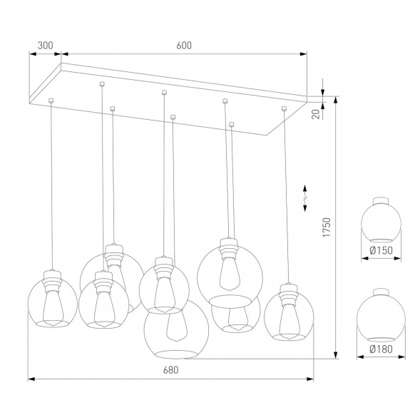 Подвесная люстра TK Lighting 2834 Cubus