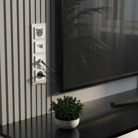 Розетка Werkel с заземлением, шторками и USBх2 белый матовый W1171561 4690389191992