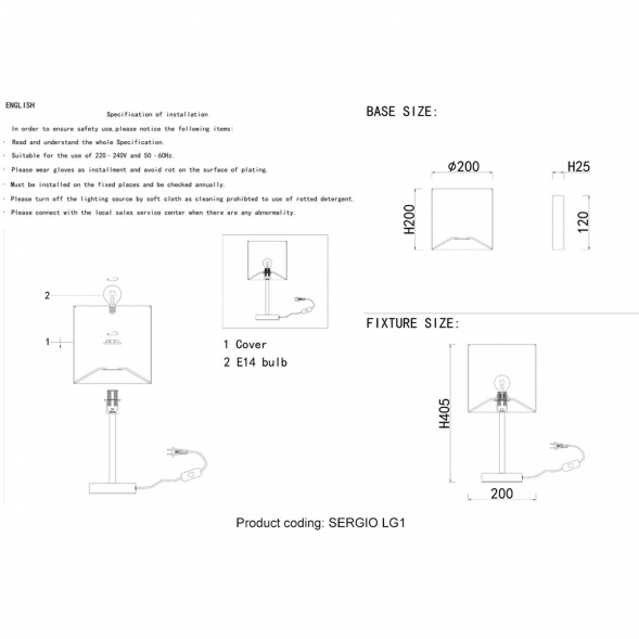 Настольная лампа Crystal Lux Sergio LG1 Gold