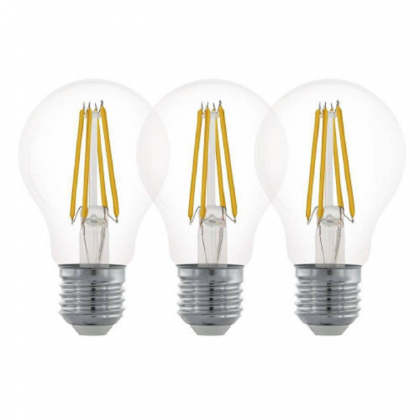 Набор светодиодных ламп (3 шт.) Eglo E27 6,5W 2700K прозрачная 12887