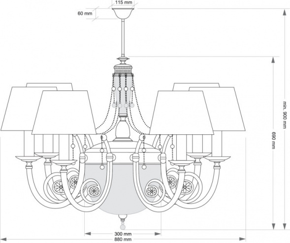 Подвесной светильник KUTEK BIBIONE BIB-ZW-6(P/A)CR
