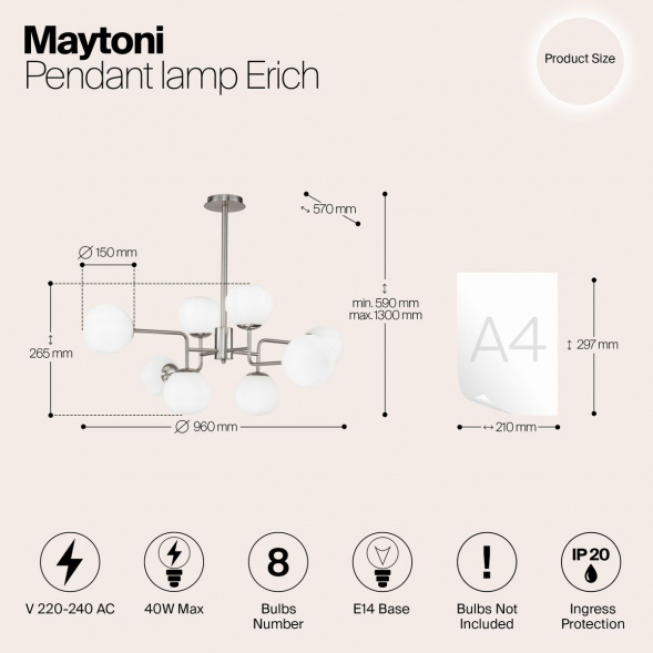Подвесная люстра Maytoni Erich MOD221-PL-08-N