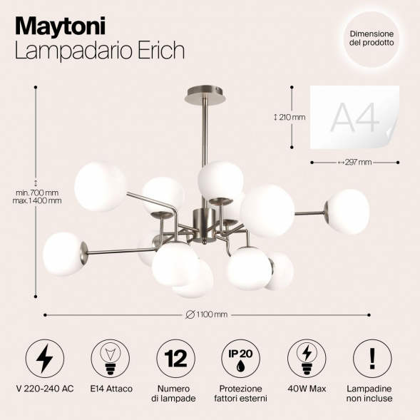Подвесная люстра Maytoni Erich MOD221-PL-12-N
