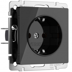 Розетка Werkel с заземлением  черный акрил W1171048 4690389197703