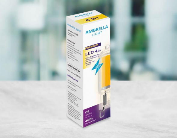 Лампа светодиодная филаментная Ambrella light G9 4W 3000K прозрачная 204531