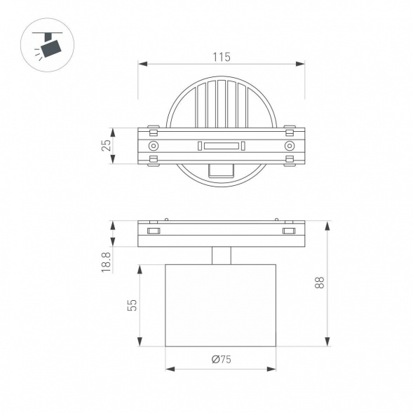 Трековый светодиодный светильник Arlight Mag-Vibe-Point-R75-10W Day4000 044467