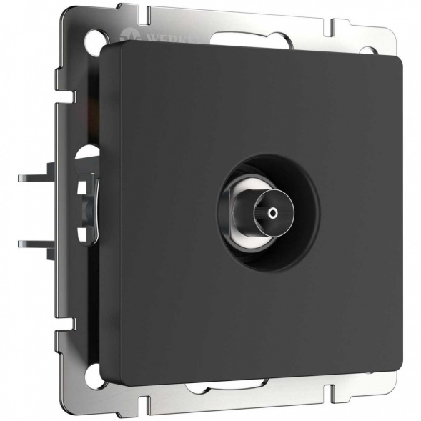 W1184008/ ТВ-розетка проходная (черный матовый)