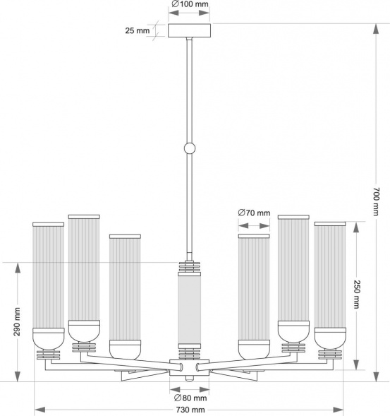 Подвесной светильник KUTEK IZANO IZA-ZW-6(P/6)B