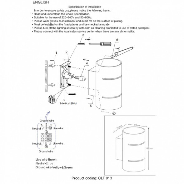 Настенный светильник Crystal Lux CLT 013 WH