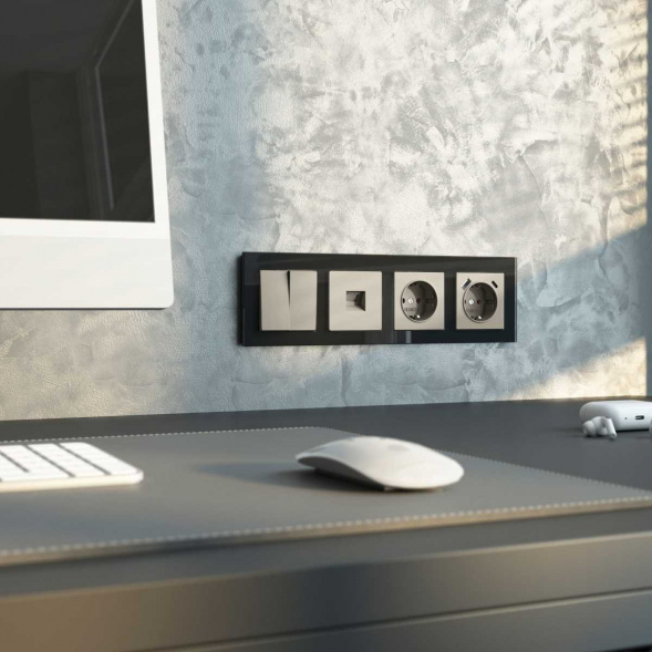 Выключатель двухклавишный проходной (дымчатый) W1222004/ a069458