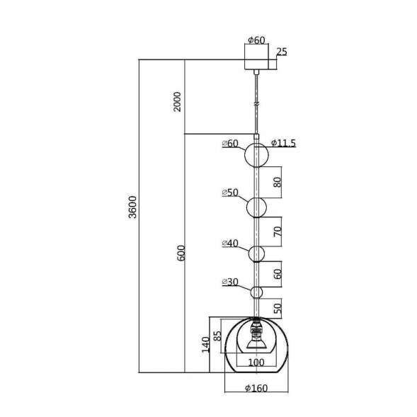 Подвесной светильник Maytoni Ros MOD227PL-01B