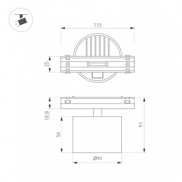 Трековый светодиодный светильник Arlight Mag-Vibe-Rondo-R90-10W Day4000 044472