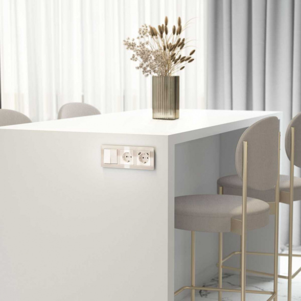 Розетка с заземлением и шторками Werkel айвори акрил W1171143 4690389197093