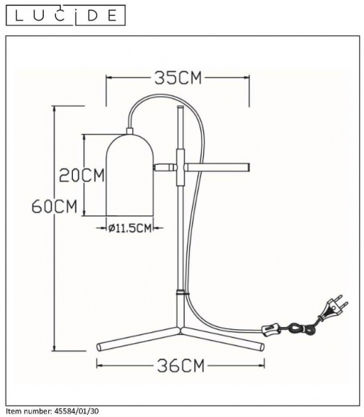 Настольная лампа Lucide Edek 45584/01/30